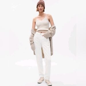 GAP Mid Rise Girlfriend Classic Jeans Tapered Ankle White 33/16 TALL RT$80 NWT